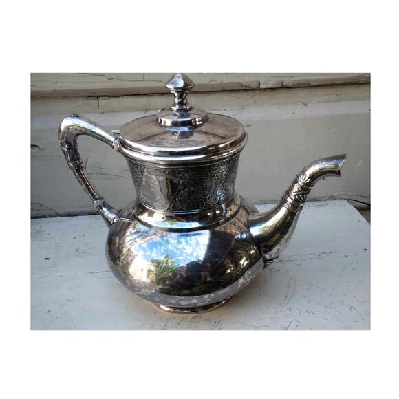 Antique Derby Silver Co #1606 Intricately Engraved Teapot Silverplated Tea Pot - Picture 1 of 14
